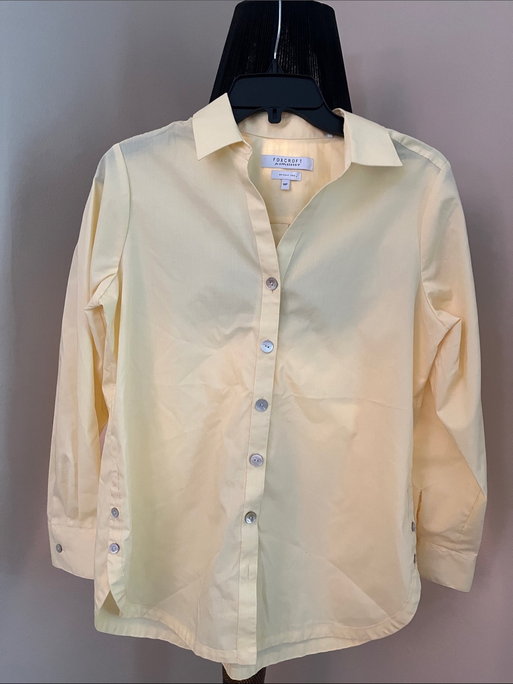 Foxcroft Pale Yellow Classic Button-Up Shirt